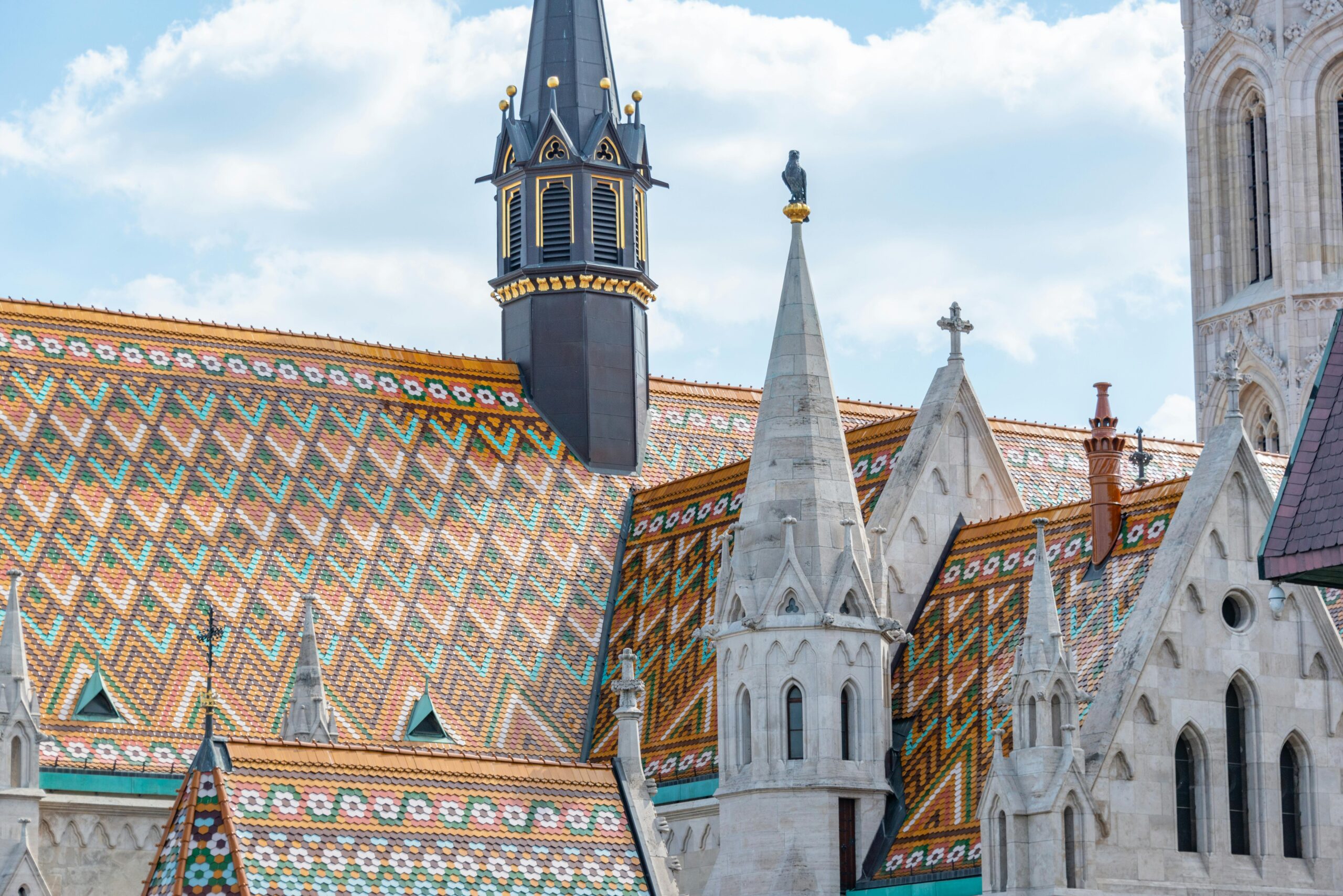 Matthias Church Zsolnay tiled roof — landmark Budapest churches detail