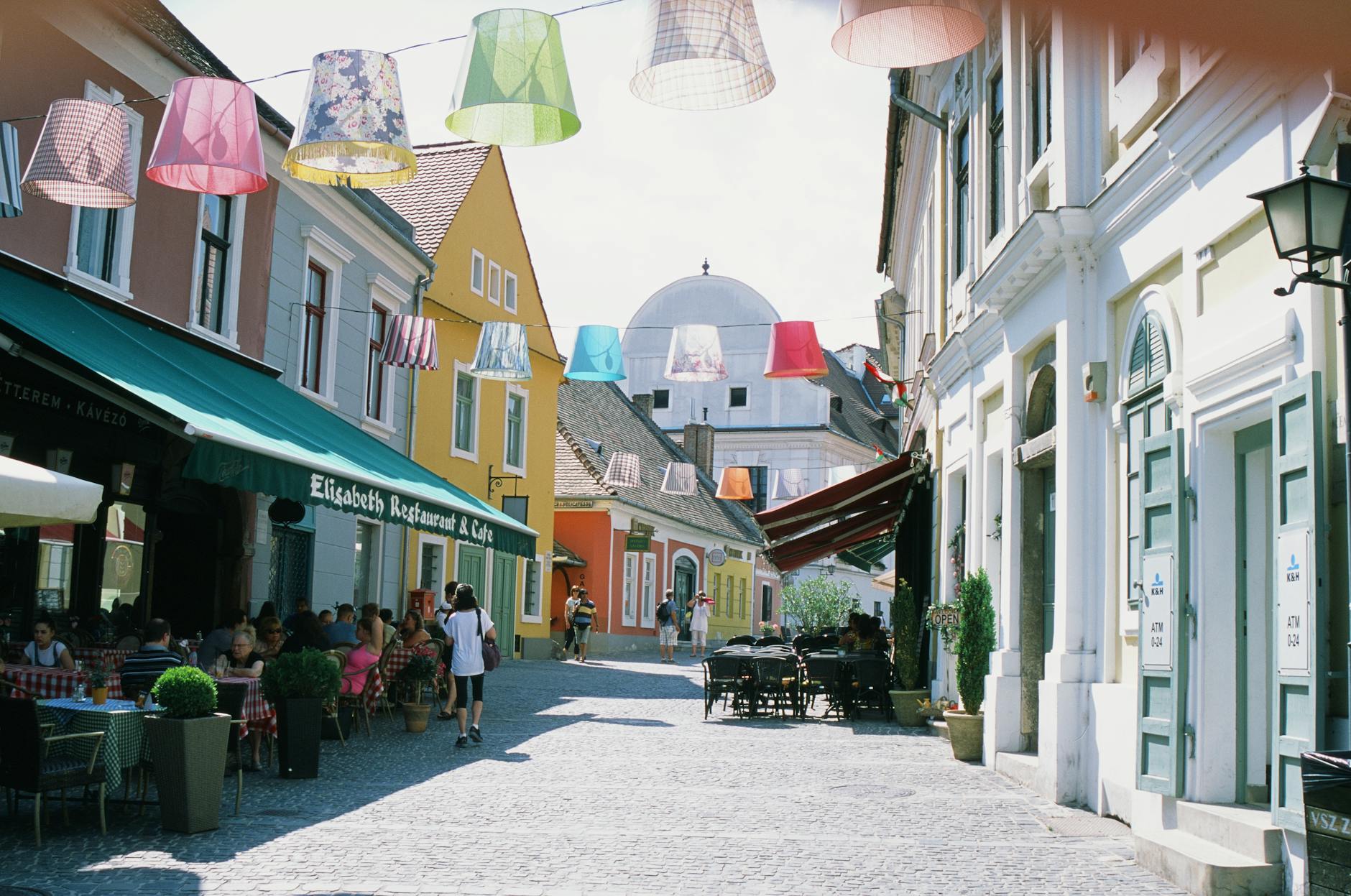 Colorful streets of Szentendre town near Budapest