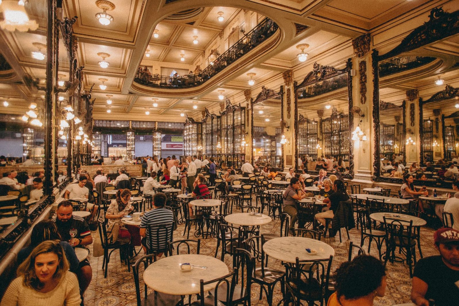 Gilded Art Nouveau interior in a Budapest cafe