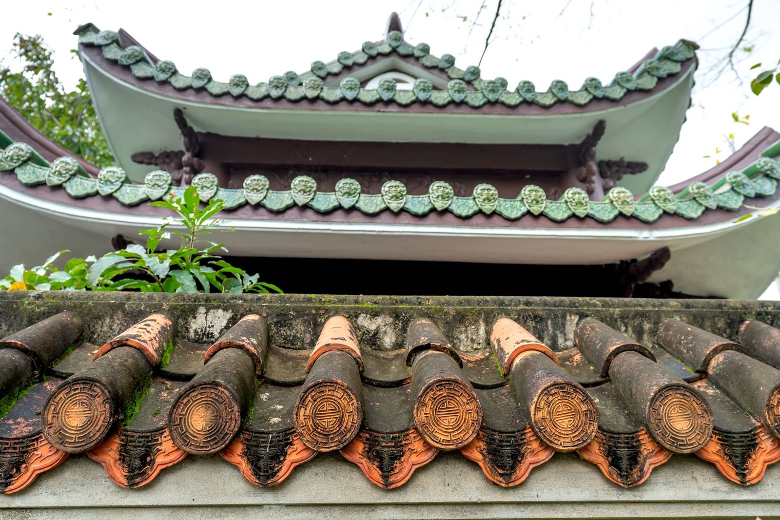Colourful ceramic tiled roof in the Budapest Art Nouveau style