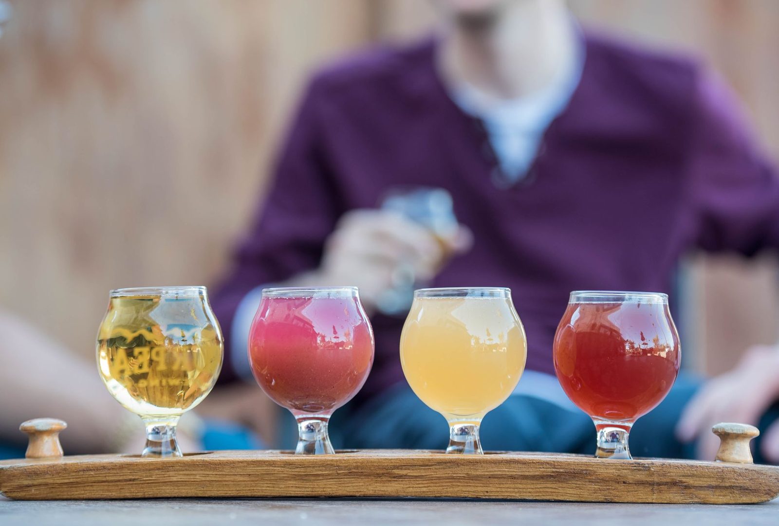 Budapest craft beer flight of glasses at a taproom