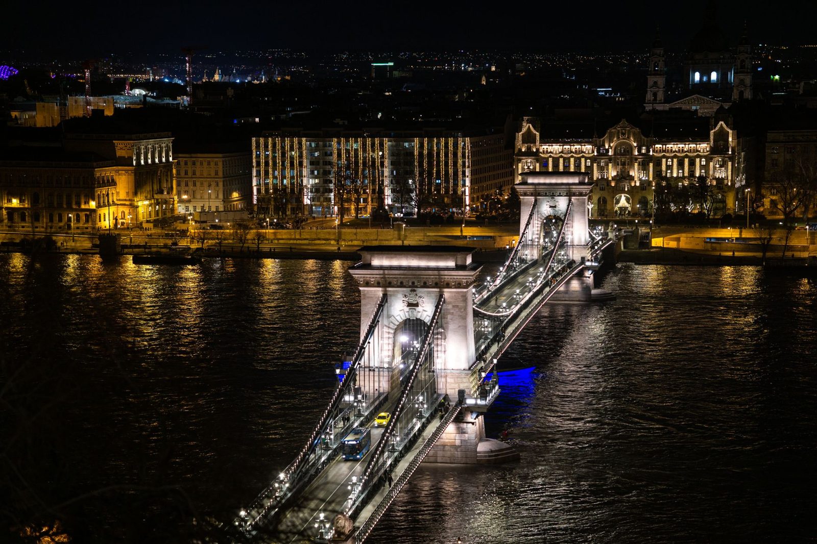 Danube and Chain Bridge view from Budapest's riverfront luxury hotels