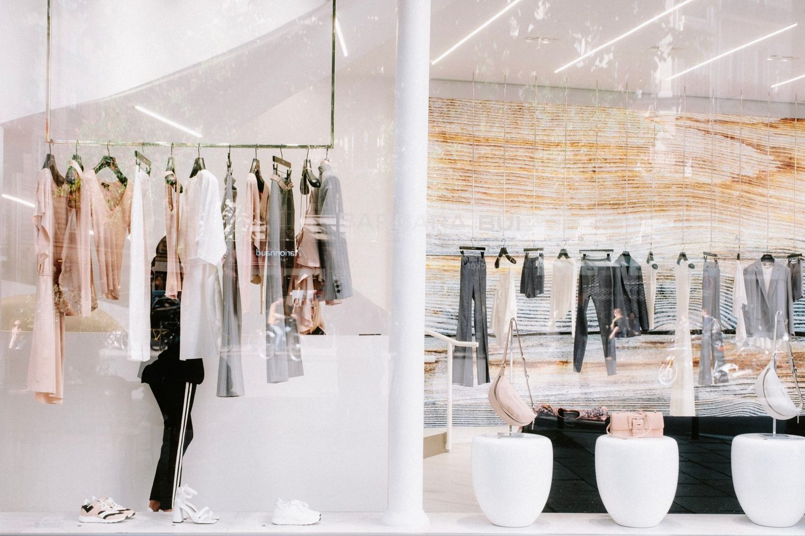 Hungarian designer fashion on a rack in a Budapest store