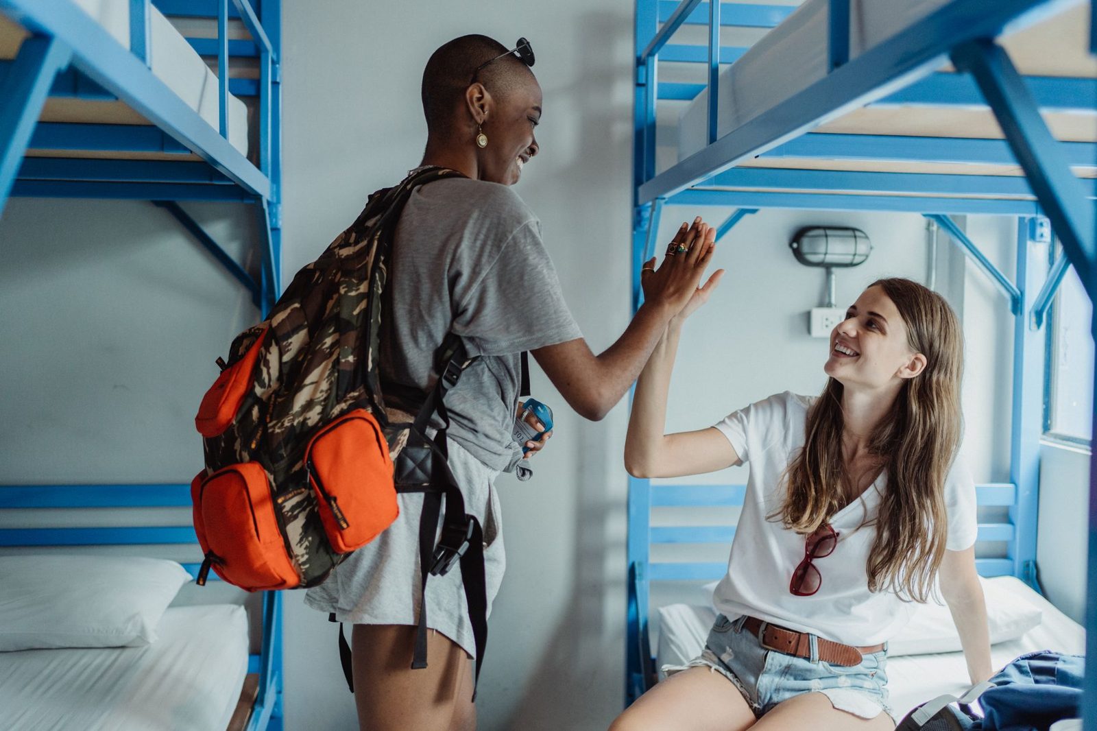 Bunk beds in a Budapest hostel dormitory