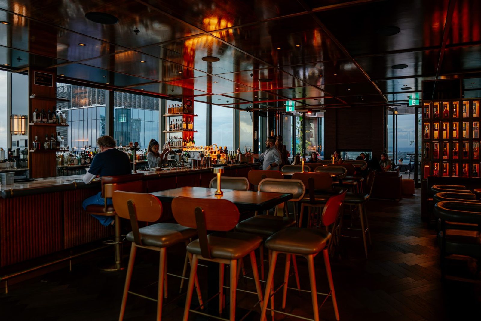 Rooftop bar at a Budapest hotel overlooking the city