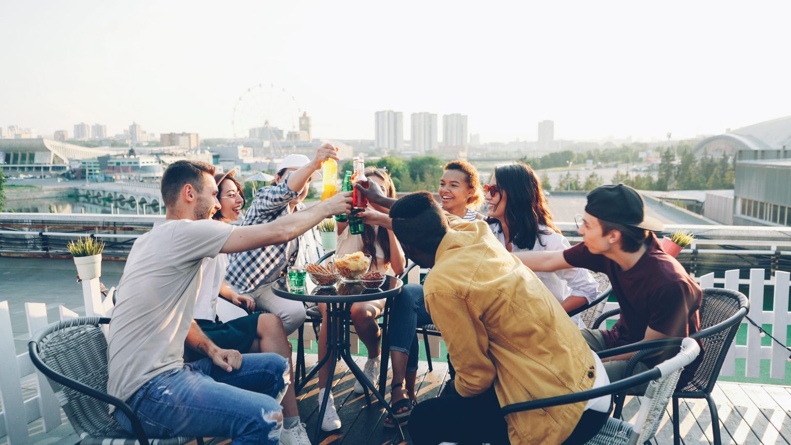 A rooftop bar during Budapest in summer