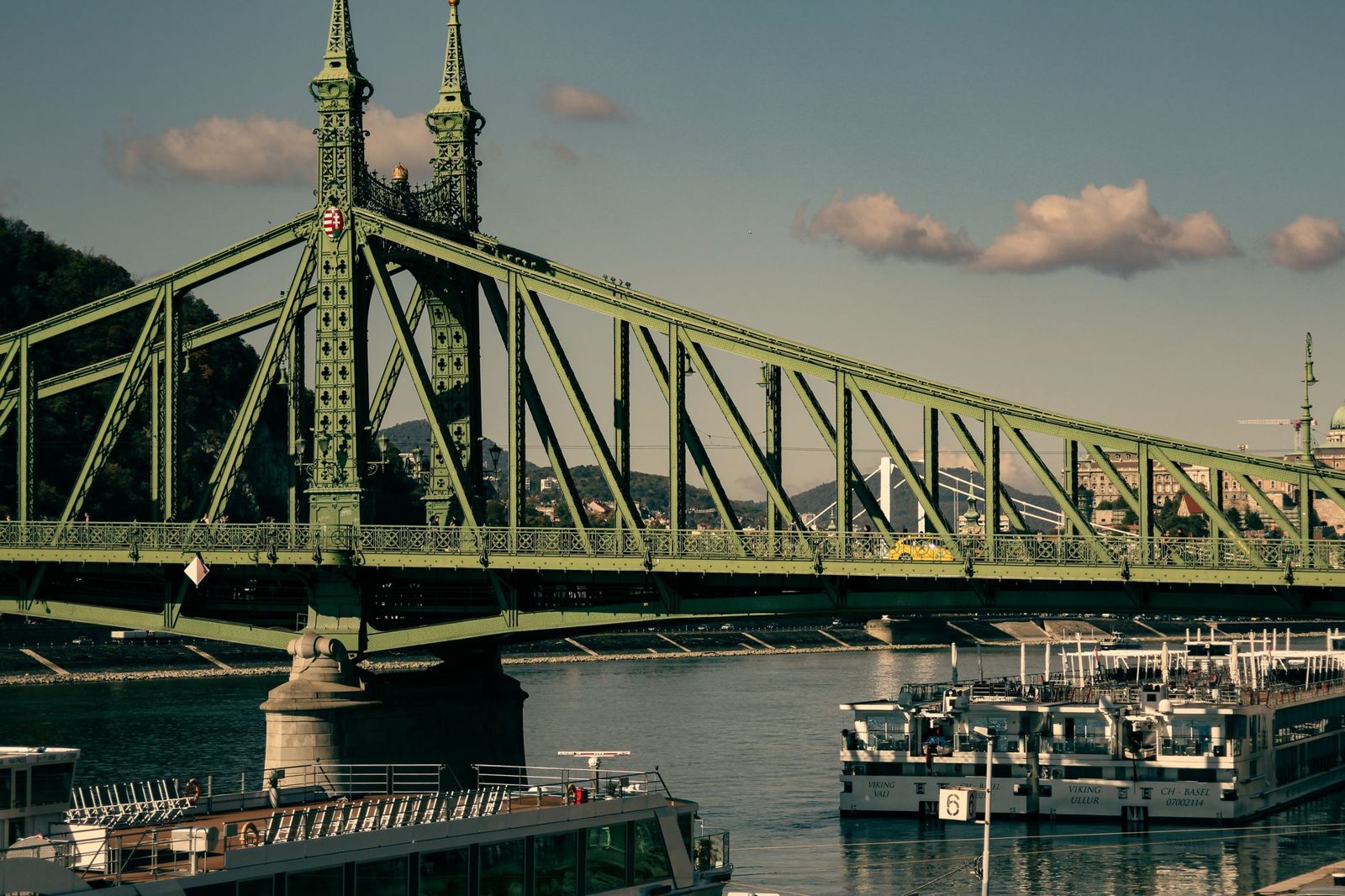 The green Art Nouveau Liberty Bridge, one of Budapest's bridges