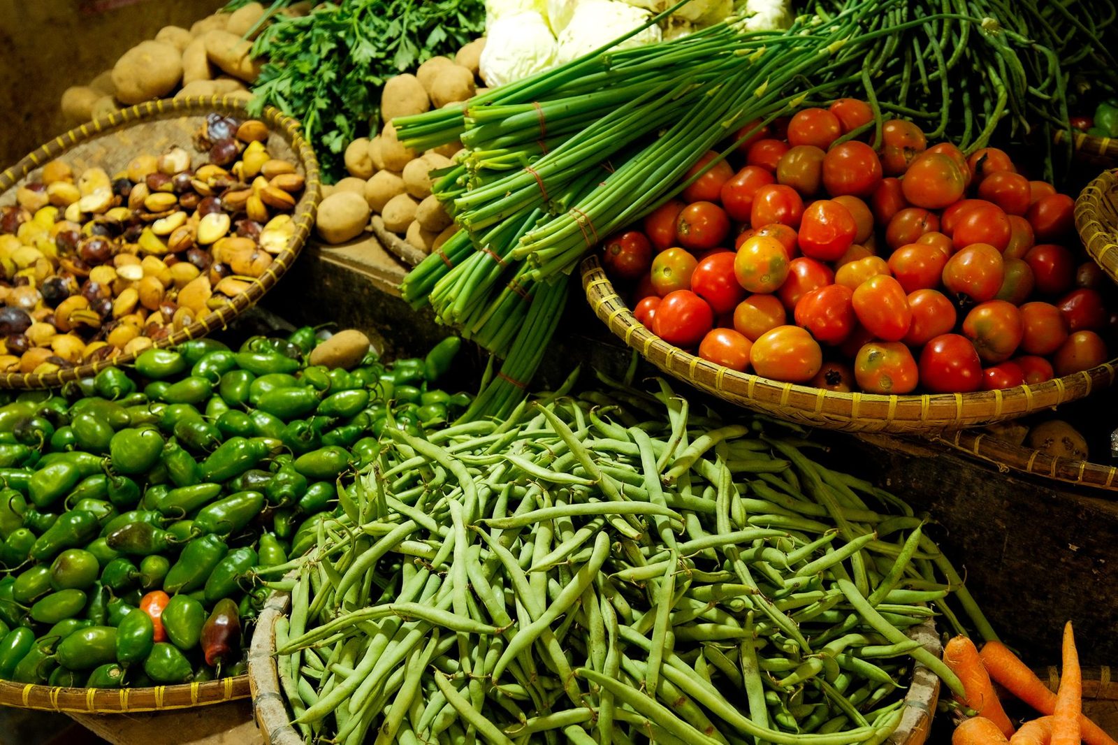 Fresh vegetables at a Budapest market for plant-based cooking