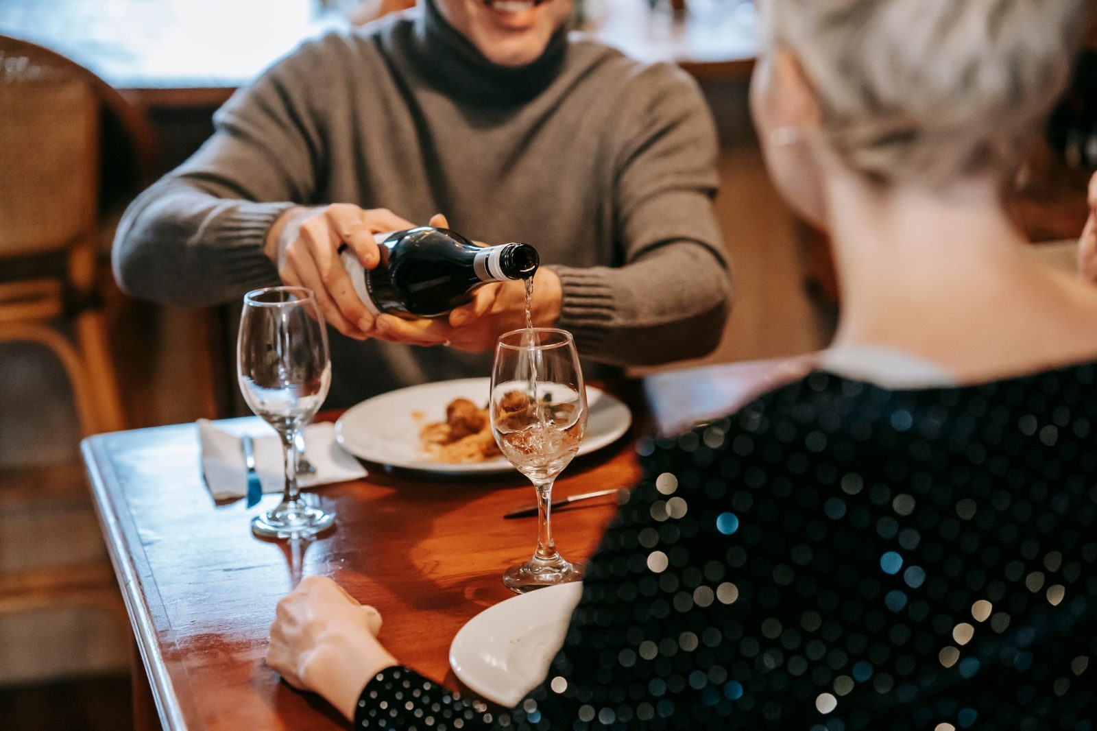 Romantic candlelit dinner with wine on a Budapest honeymoon