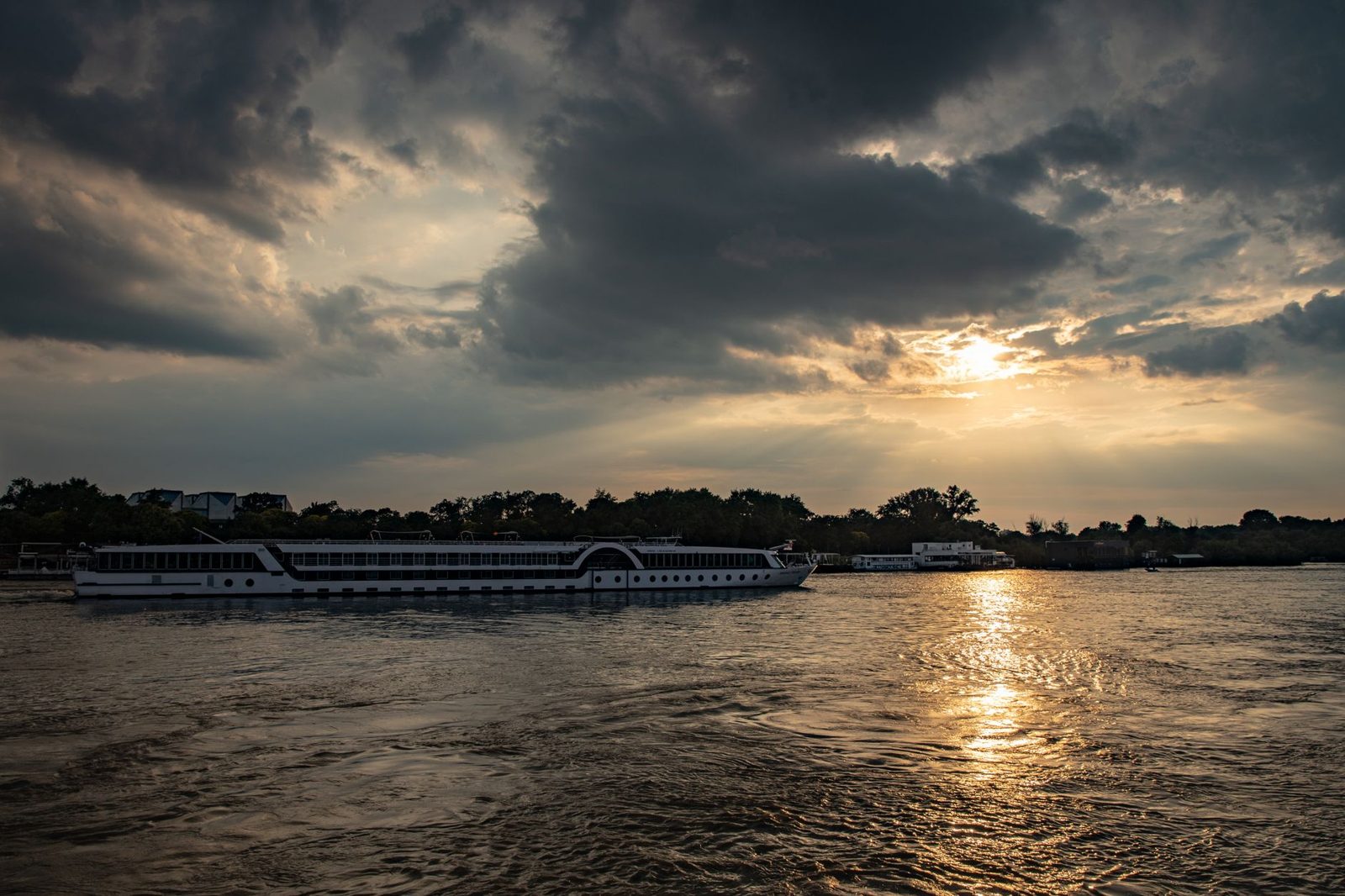 Danube sunset cruise past Budapest at dusk