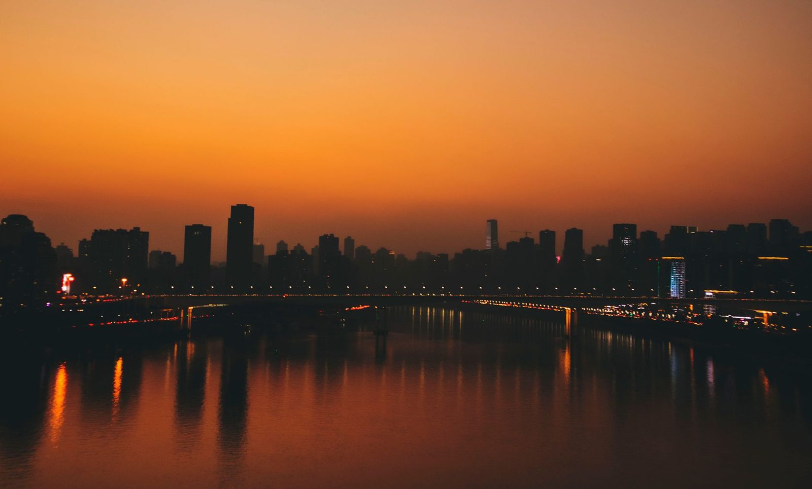 Budapest sunset over the Danube river and city skyline