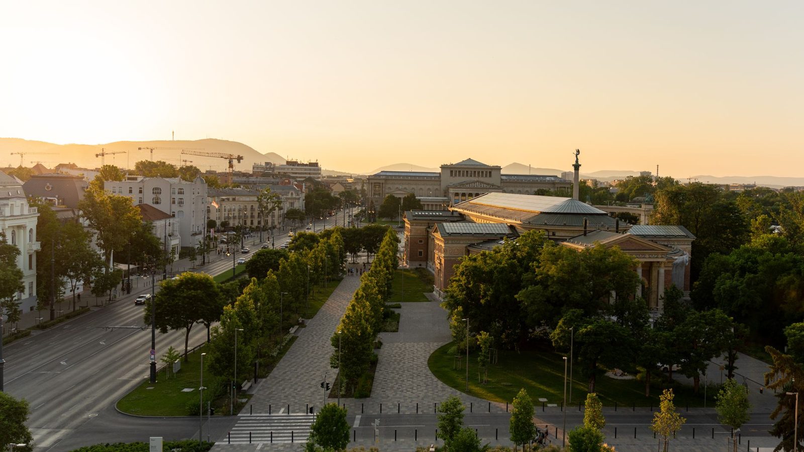 Grand boulevard in a central Budapest neighborhood