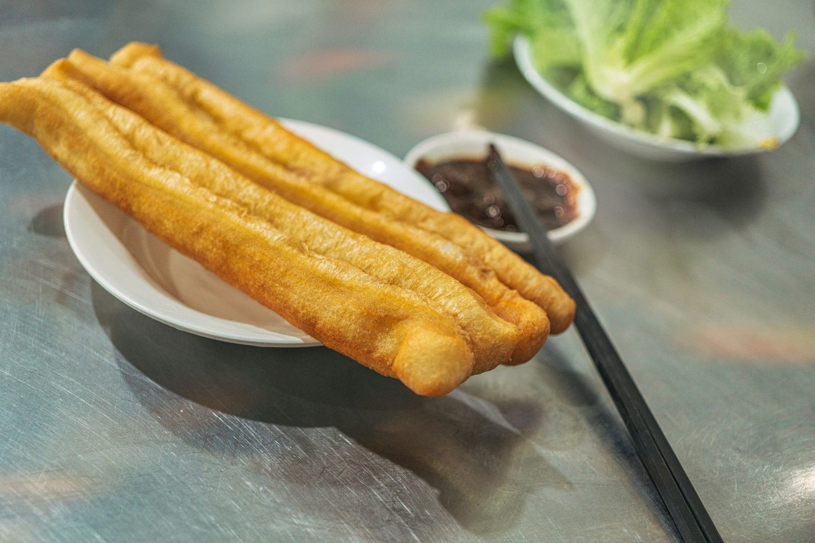 Langos fried dough, the classic market snack in Budapest