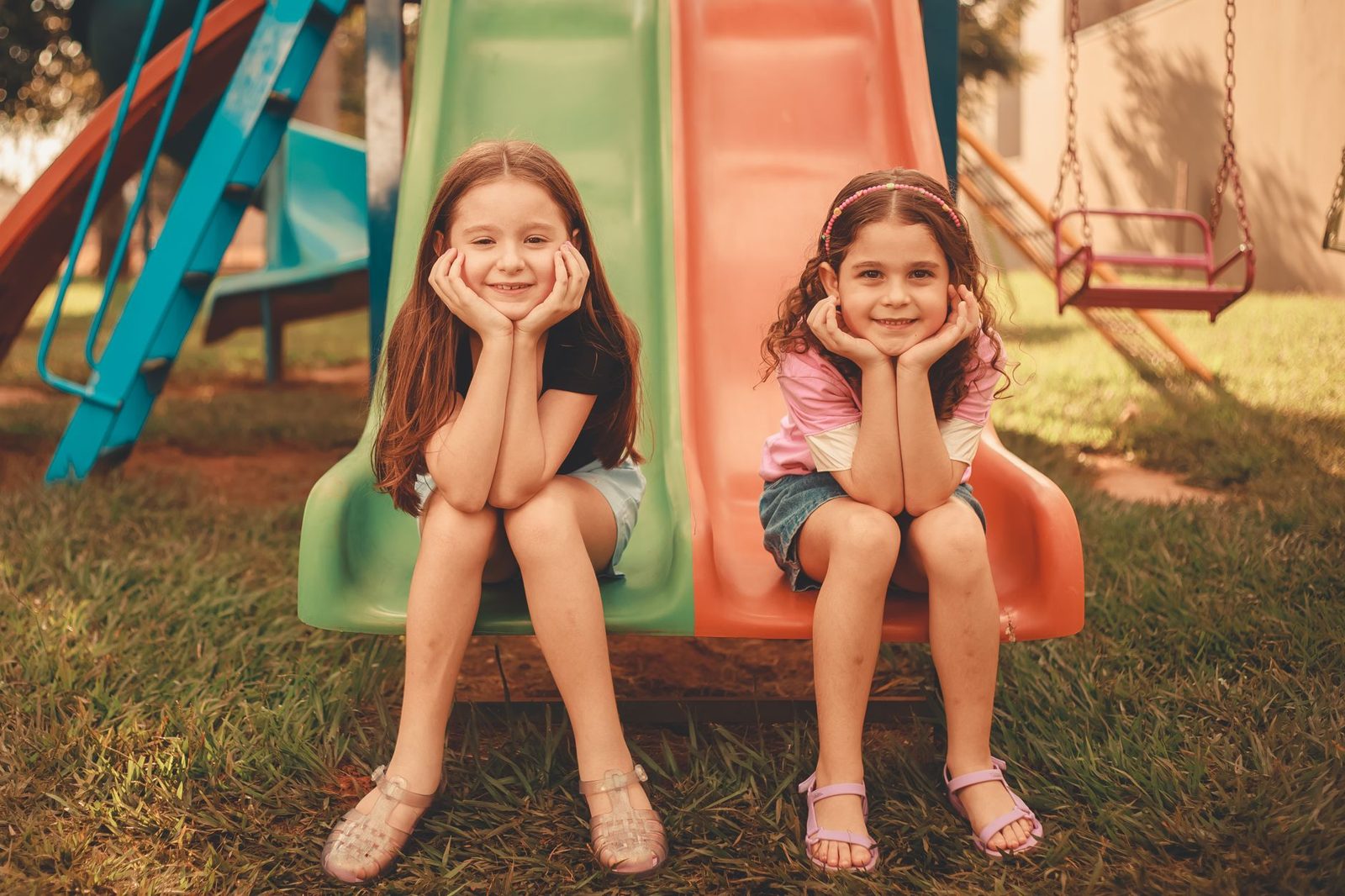 Children on a slide at a Budapest playground on Margaret Island