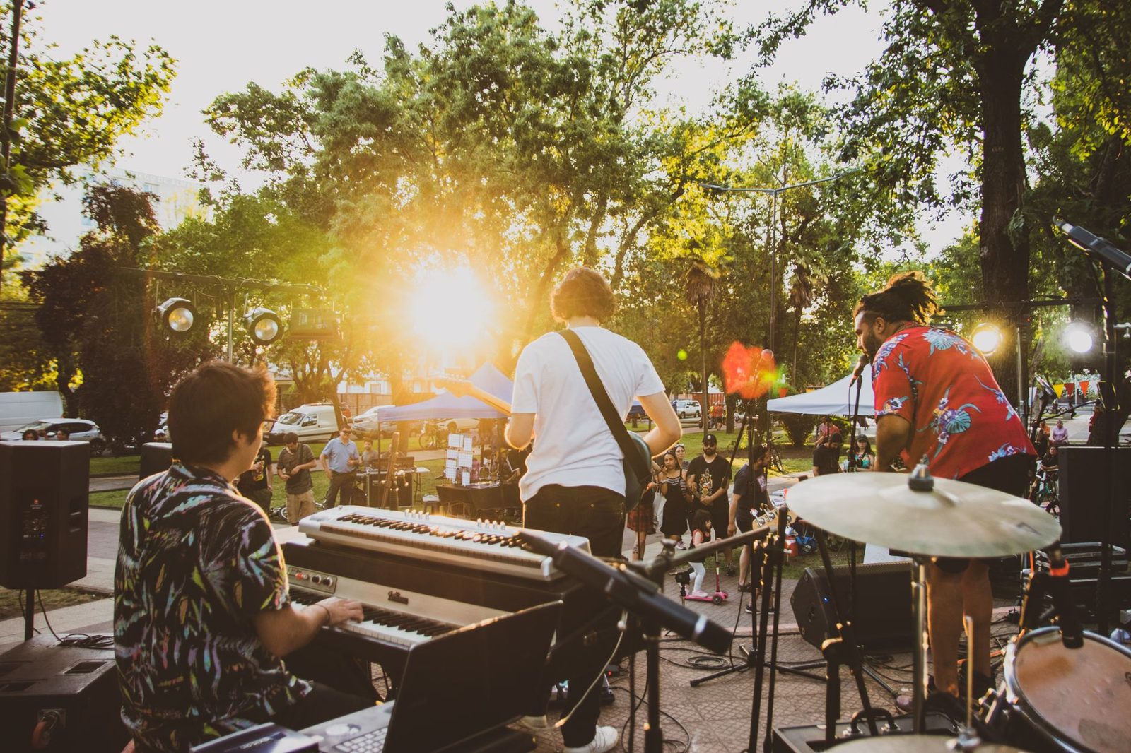 Daytime crowds at an open-air summer festival
