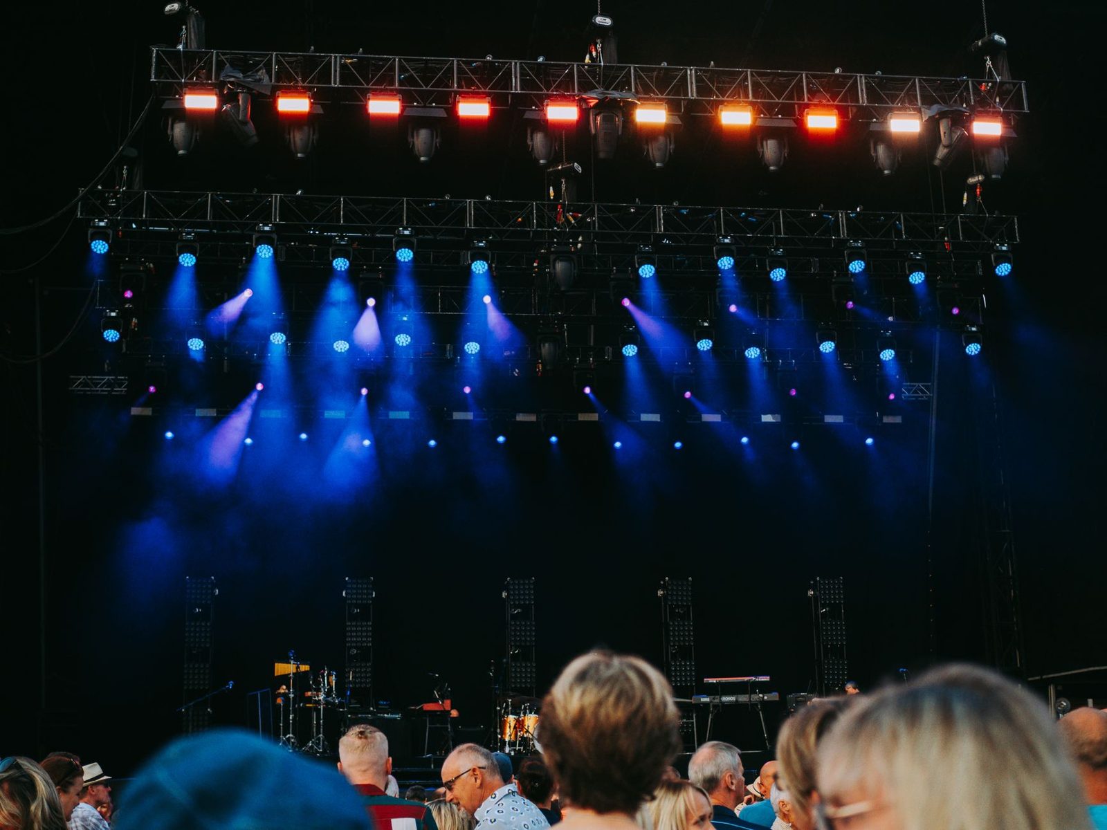 A main stage lit up at night during Sziget Festival