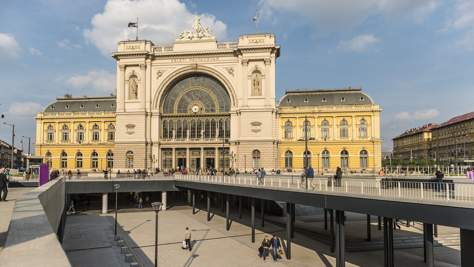 The facade of Keleti station in Budapest, departure point for Prague-bound trains