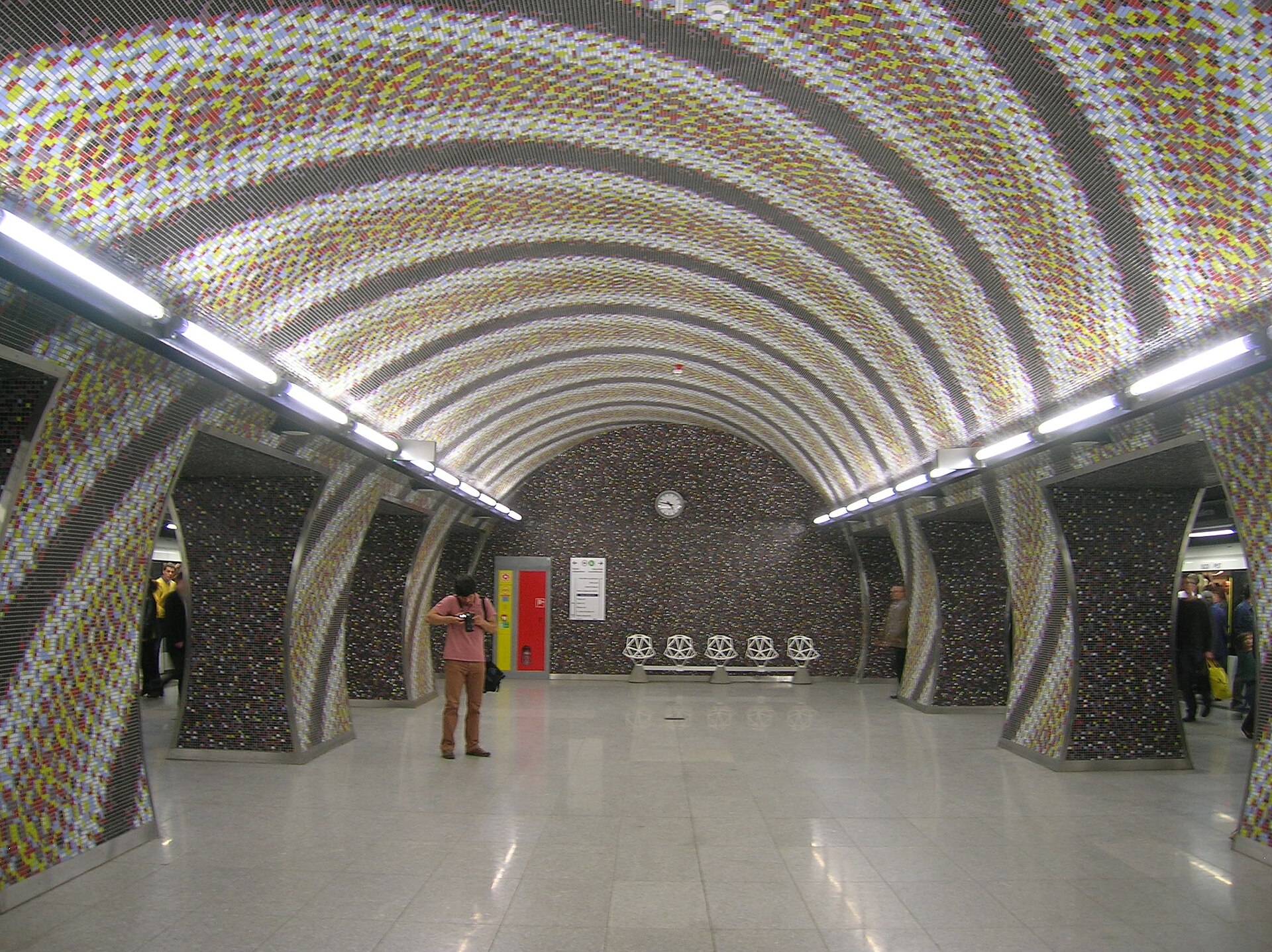 The mosaic-tiled, cave-like interior of Szent Gellert ter metro station on Budapest's M4 line
